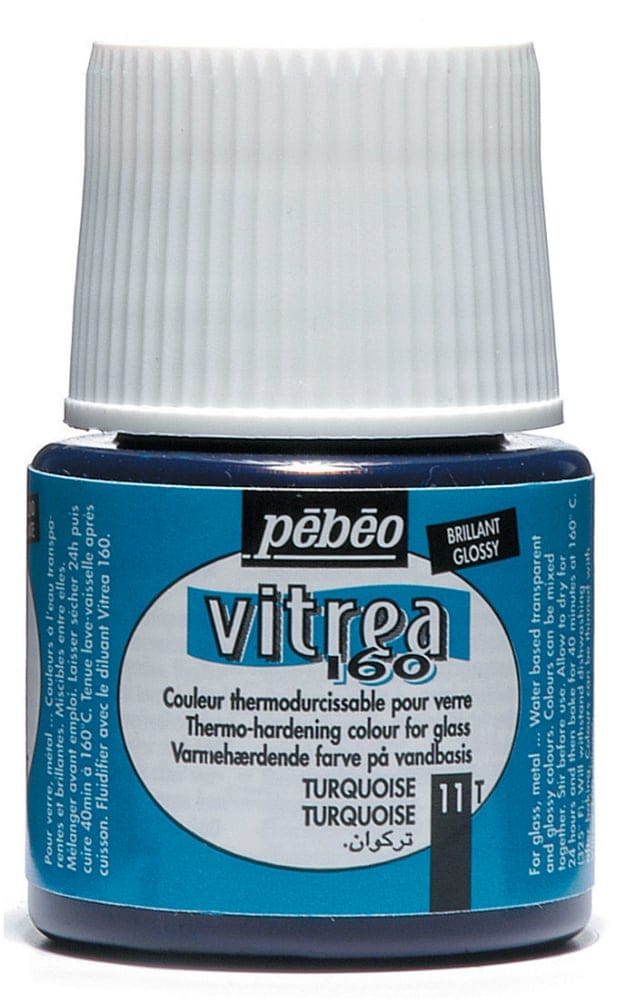 Pebeo Vitrea 160 Glossy Glass Paint 45ml Bottle - Turquoise 111011 pebeo vitrea 160 gloss 45ml turquoise Pebeo Vitrea 160 Glossy Glass Paint 45ml Bottle - Turquoise