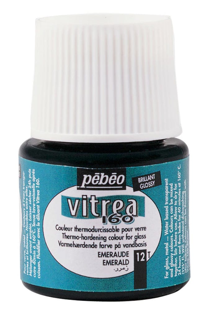 Pebeo Vitrea 160 Glossy Glass Paint 45ml Bottle - Emerald 111012 pebeo vitrea 160 gloss 45ml emerald Pebeo Vitrea 160 Glossy Glass Paint 45ml Bottle - Emerald