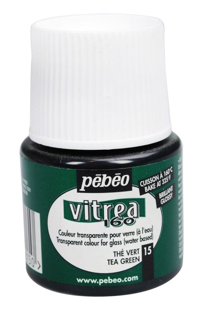 Pebeo Vitrea 160 Glossy Glass Paint 45ml Bottle - Tea Green 111015 pebeo vitrea 160 gloss 45ml tea green Pebeo Vitrea 160 Glossy Glass Paint 45ml Bottle - Tea Green