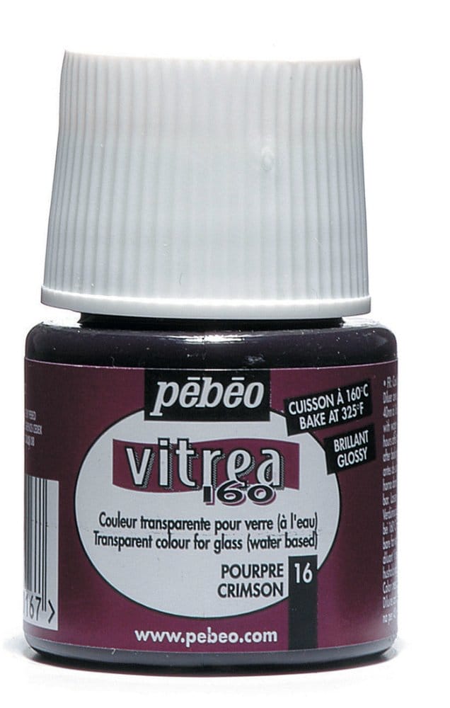 Pebeo Vitrea 160 Glossy Glass Paint 45ml Bottle - Crimson 111016 pebeo vitrea 160 gloss 45ml crimson Pebeo Vitrea 160 Glossy Glass Paint 45ml Bottle - Crimson