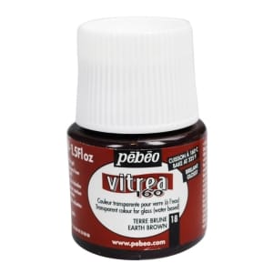 Pebeo Vitrea 160 Glossy Glass Paint 45ml Bottle - Earth Brown