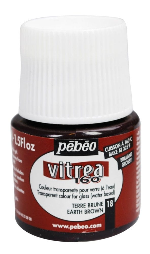 Pebeo Vitrea 160 Glossy Glass Paint 45ml Bottle - Earth Brown