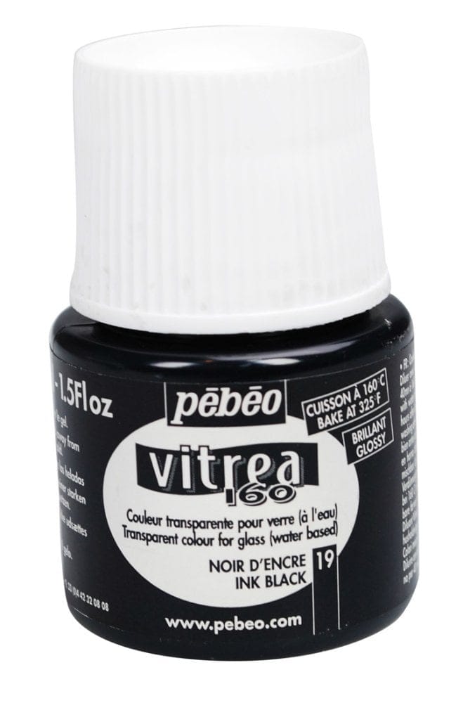 Pebeo Vitrea 160 Glossy Glass Paint 45ml Bottle - Ink Black