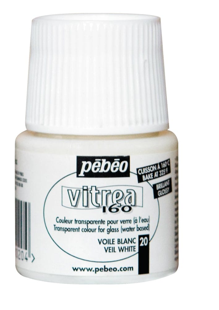 Pebeo Vitrea 160 Glossy Glass Paint 45ml Bottle - Veil White