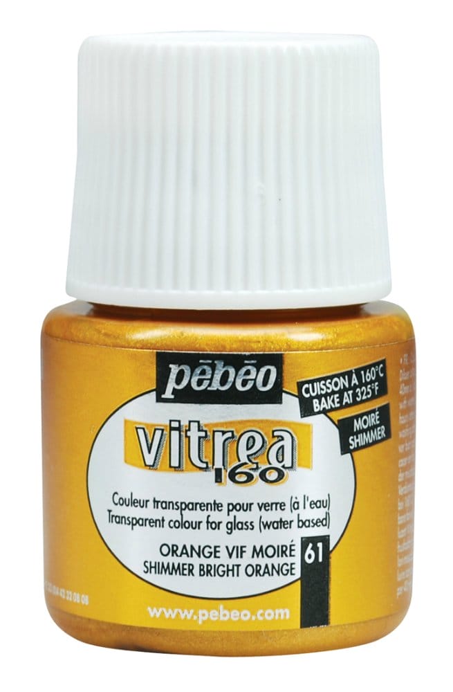 Pebeo Vitrea 160 Shimmer Glass Paint 45ml Bottle - Bright Orange 113061 pebeo vitrea 160 shimmer 45ml bright orange Pebeo Vitrea 160 Shimmer Glass Paint 45ml Bottle - Bright Orange