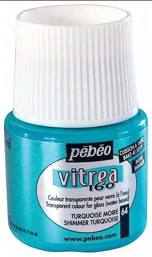 Pebeo Vitrea 160 Shimmer Glass Paint 45ml Bottle - Turquoise 113064 shimmer turq Pebeo Vitrea 160 Shimmer Glass Paint 45ml Bottle - Turquoise