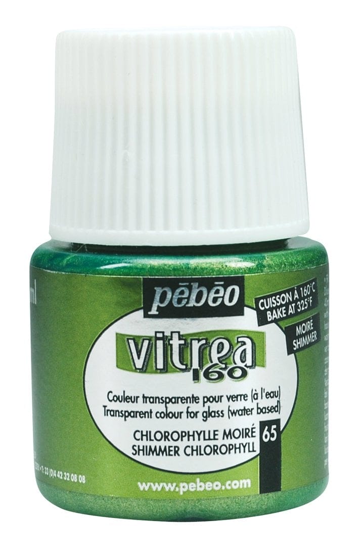Pebeo Vitrea 160 Shimmer Glass Paint 45ml Bottle - Chlorophyll