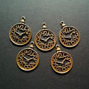 Large antique Clock Metal Charms (Set of 5 pcs)