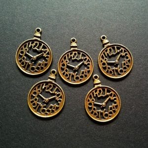 Large antique Clock Metal Charms (Set of 5 pcs)