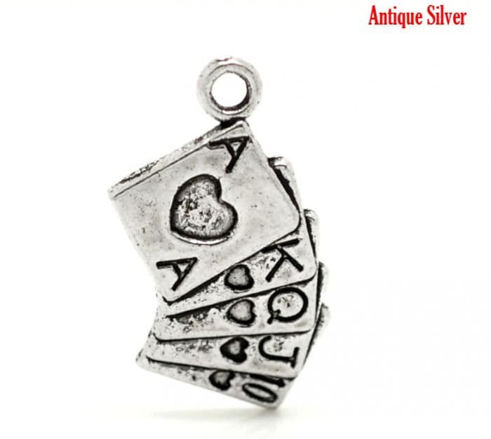 Playing Cards or Poker Metal Charms (Set of 5 pcs) camc 84 playing crds metal charms 1 Playing Cards or Poker Metal Charms (Set of 5 pcs)