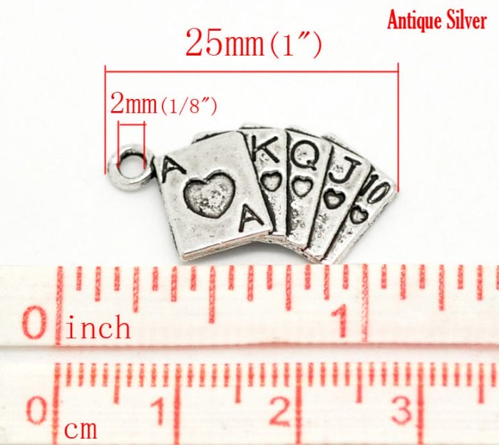 Playing Cards or Poker Metal Charms (Set of 5 pcs) camc 84 playing crds metal charms 2 camc-84_playing_crds_metal_charms_2