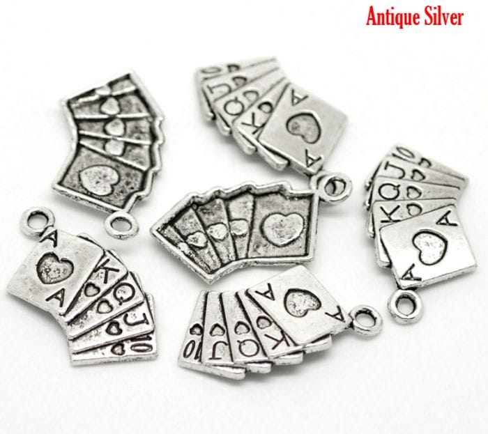 Playing Cards or Poker Metal Charms (Set of 5 pcs) camc 84 playing crds metal charms 3 camc-84_playing_crds_metal_charms_3