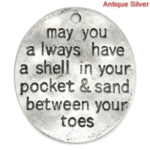 Oval Message Metal Charms - single pc