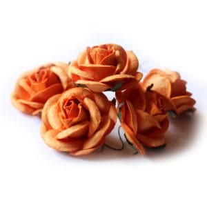 Mulberry Paper Roses (Extra Large) - Orange (Pack of 5 flowers)