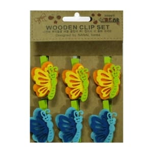 Wooden Clip Set - Colorful Butterflies