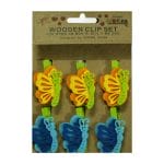 Wooden Clip Set - Colorful Butterflies