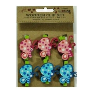 Wooden Clip Set - Spring Butterflies