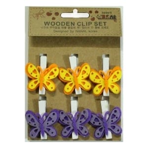 Wooden Clip Set - Butterflies