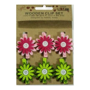 Wooden Clip Set - Decorative flower