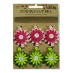Wooden Clip Set - Decorative flower