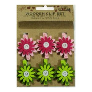 Wooden Clip Set - Decorative flower
