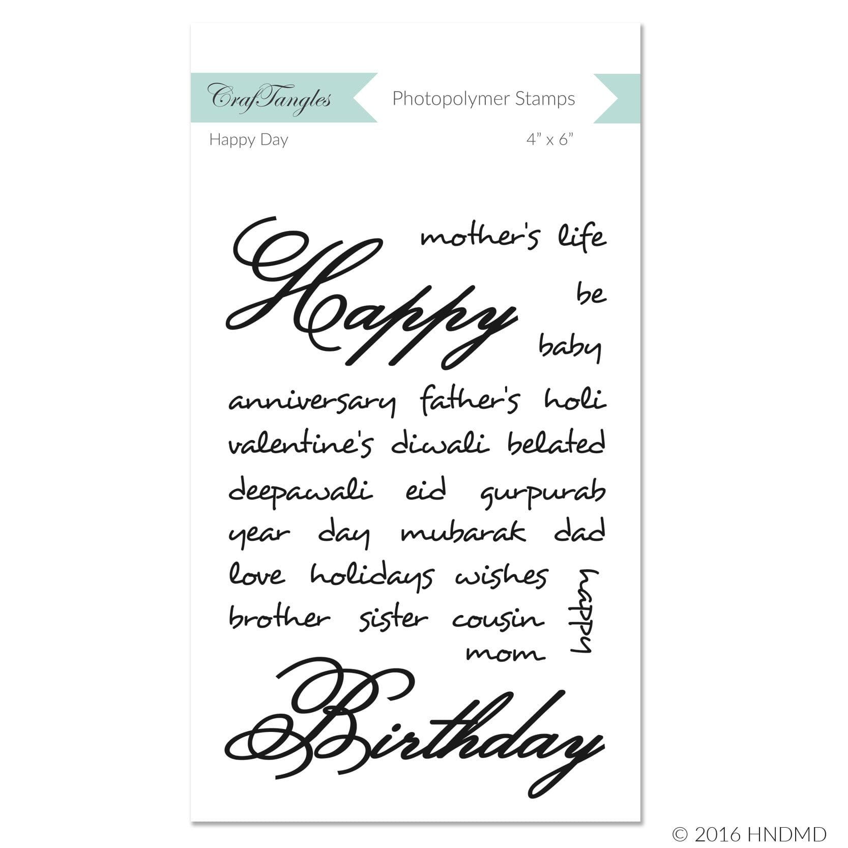 CrafTangles Photopolymer Stamps - Happy Day Happy Day Stamp CrafTangles Photopolymer Stamps - Happy Day