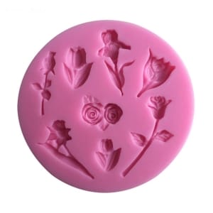 Mixed Flowers Silicone Clay Mould (Round)