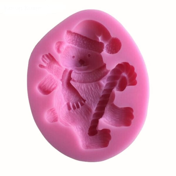 Snowman with candycane Silicone Clay Mould