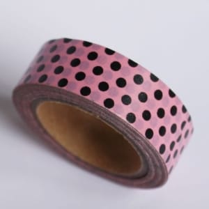 Polka Dots - Pink and Black - Japanese Washi Tape