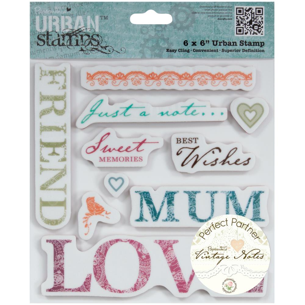 Papermania Vintage Notes Urban Stamps 6"X6"