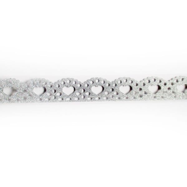 Decorative Glitter Tape - Heart (Silver)