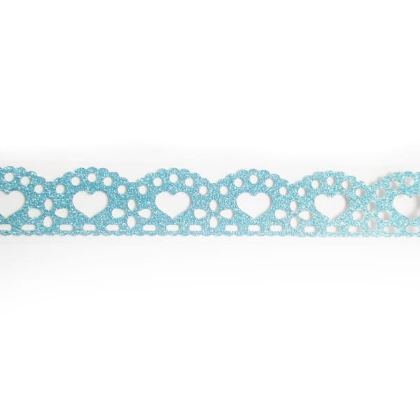 Decorative Glitter Tape - Hearts (Light Blue)