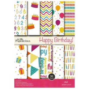 Papericious Designer Collection - Happy Birthday (A4 patterned paper)