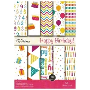 Papericious Designer Collection - Happy Birthday (A4 patterned paper)