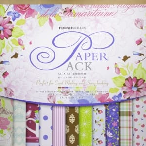 12x12 EnoGreeting Scrapbook paper pack - Fresh Series (Set of 24 sheets and 3 die cut sheets)