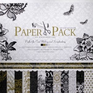 12x12 EnoGreeting Scrapbook paper pack -ROMANTIC (Set of 24 sheets and 3 die cut sheets)