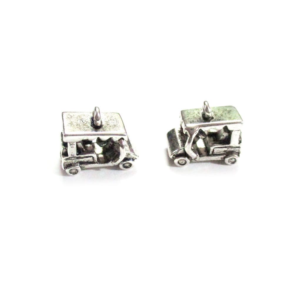 Travel Cart Charms (Pack of 2 pcs) - Silver colored travel wagon metal charms camc 104 Travel Cart Charms (Pack of 2 pcs) - Silver colored