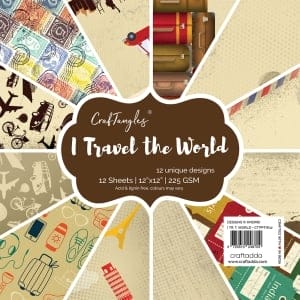CrafTangles Scrapbook Paper Pack - I Travel the World (12"x12")