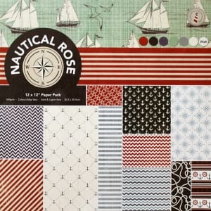 12 by 12 Patterned Paper Pack - Nautical Rose (Set of 24 sheets)