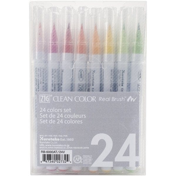 Kuretake Zig Clean color real brush pen marker - Set of 24 rb 6000at 24v zig clean color real brush marker Kuretake Zig Clean color real brush pen marker - Set of 24