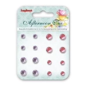 Scrapberrys 16 Rhinestone Brads - Afternoon Tea