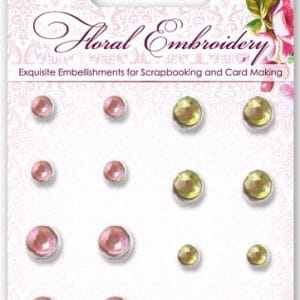 Scrapberrys 16 Rhinestone Brads - Floral Embroidery