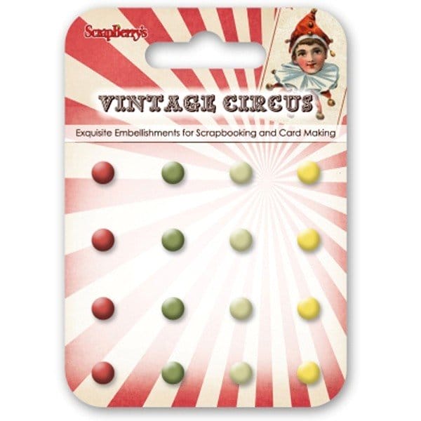 Scrapberrys 16 Enamel Brads - Vintage Circus