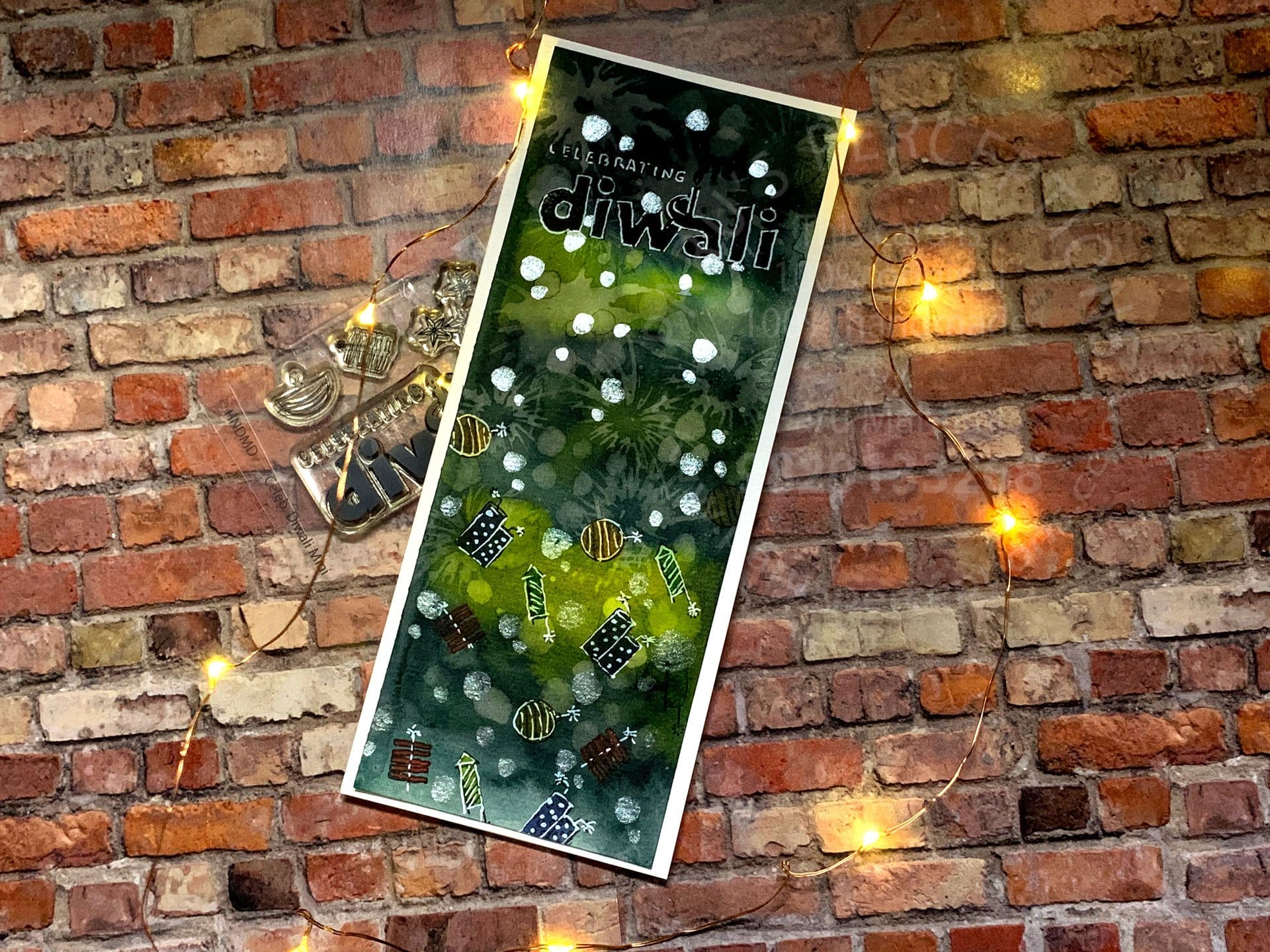 CrafTangles Photopolymer Stamps - Happy Diwali CrafTangles Slimline Diwali Nov2020 Card 3 CrafTangles_Slimline_Diwali_Nov2020_Card_3