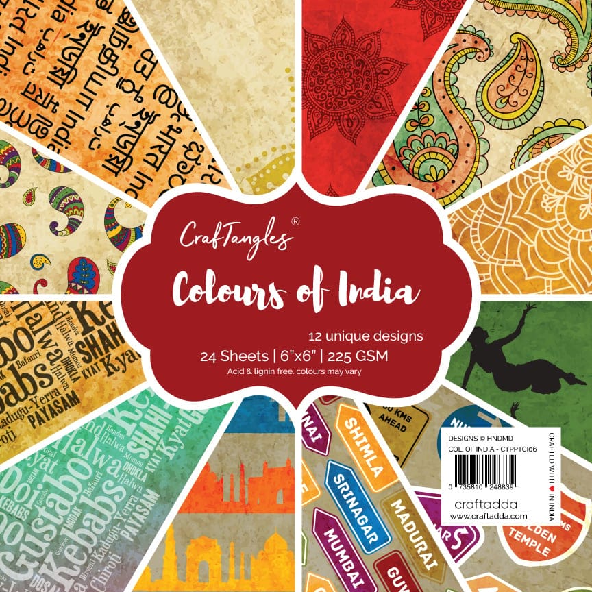 CrafTangles Scrapbook Paper Pack - Colours Of India (6"x6") CrafTangles scrapbooking Papers Colours of India 6by6 CrafTangles Scrapbook Paper Pack - Colours Of India (6"x6")