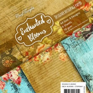 CrafTangles Decoupage Paper Pack - Enchanted Blooms (A4) - 4 sheets