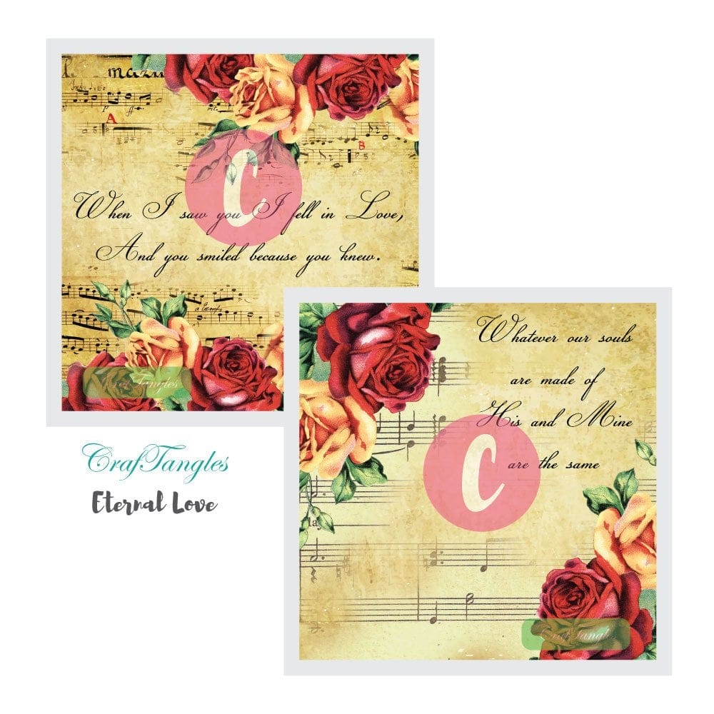 CrafTangles Decoupage Paper Pack - Eternal Love (12 by 12 inch) - 4 sheets Eternal Love Decoupage Cover 12x12 1 and 2 Eternal-Love-Decoupage-Cover-12x12-1-and-2