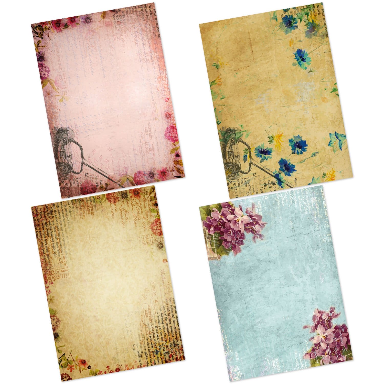 CrafTangles Decoupage Paper Pack - Floral Elegance (A4) - 4 sheets Floral Elegance Amazon 4 Images Floral-Elegance-Amazon-4-Images