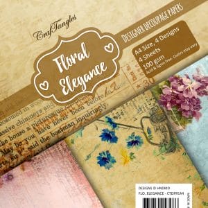CrafTangles Decoupage Paper Pack - Floral Elegance (A4) - 4 sheets