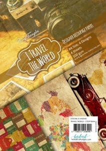 CrafTangles Decoupage Paper Pack - I Travel the World (A4) - 4 sheets